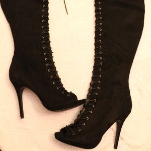 Black Laced Over-The-Knee Boots